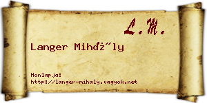 Langer Mihály névjegykártya