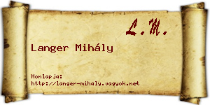 Langer Mihály névjegykártya